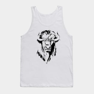 Illustration of a buffalo head in black and white Tank Top